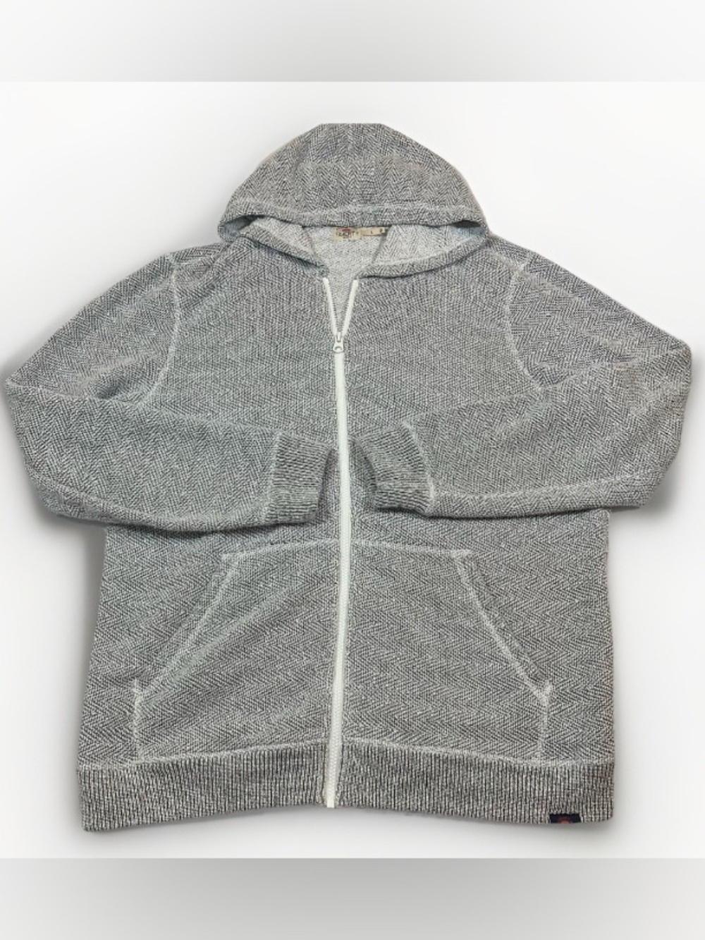 Faherty Whitewater Zip Hoodie Men’s L Gray Shell Herringbone Sweatshirt Jacket